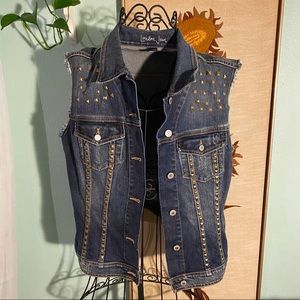 London Jean Studded Denim Vest
